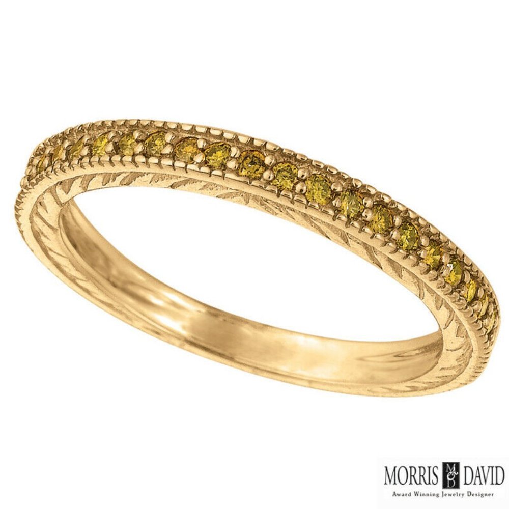 0.31 Carat Yellow Diamond Ring Band in 14K Yellow Gold